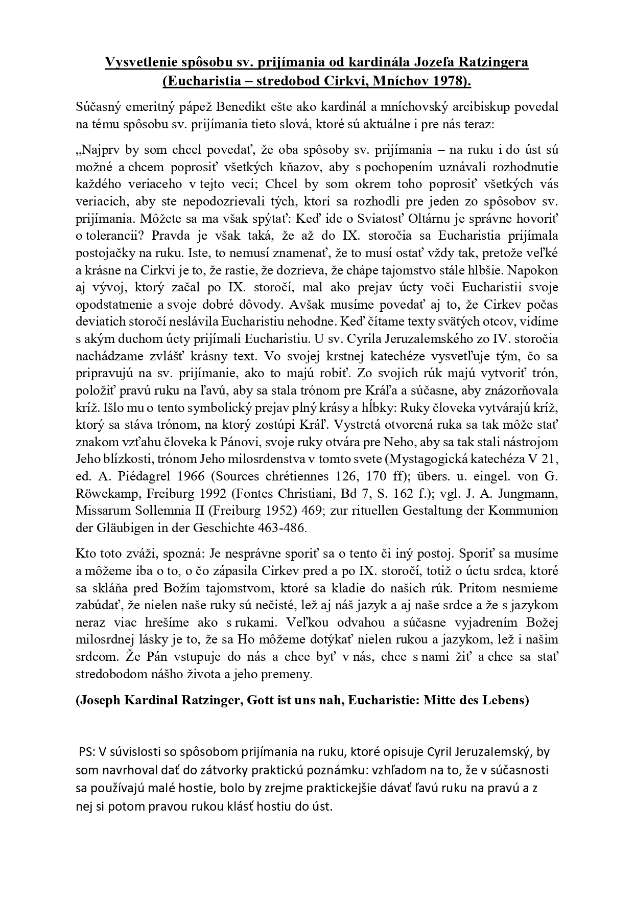 Vysvetlenie spôsobu sv. prijímania page 0001